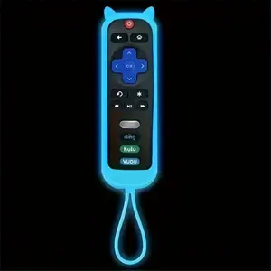 Silicone Protective Cover for Roku Remote, Compatible with Hisense Roku TV Streaming Stick Express, Glow-In-The-Dark Design, Easy Installation, Protection, Durability, Visibility
