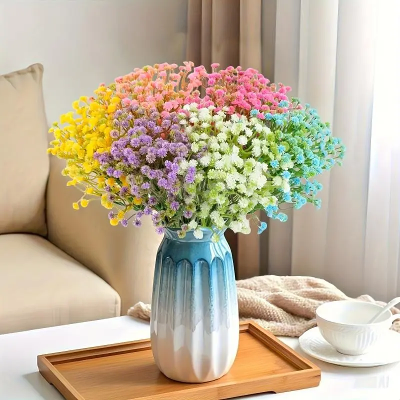 Artificial baby's breath, realistic touch simulated flowers, artificial flower center decoration, Artificial Outdoor Flowers, Realistic Faux Flowers, suitable for anniversaries, weddings, engagements, hotels, gardens, St. Patrick's Day, Thanksgiving