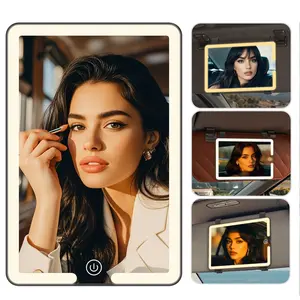 Type-C Rechargeable LED Mirror for Cars: Sun Visor Mount with 3 Light Settings and Touch Dimming