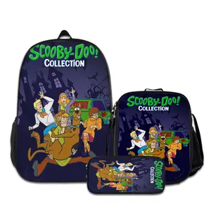 Scooby-Doo-3PCS Backpacks for Girls Set, Cute School Backpack for Girls Boys with Lunch Box and Pencil Case, Aesthetic Bookbag for Teens, Lightweight Classic Backpack for Travel, Work, Picnic A-0722