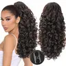 20 in Synthetic Curly Ponytail Extension - Scratch-Resistant Claw Jaw Clip (Scratchproof Clip Resists Wear), Fluffy Natural Soft, Medium Brown Synthetic Fibers, Instant Pony for Dates and Parties, Daily Use, Costumes