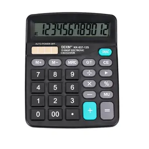 12-Digit Solar & Battery Powered Calculator, Large Display Silent Key Calculator, Battery Not Included, for Office, School and Business