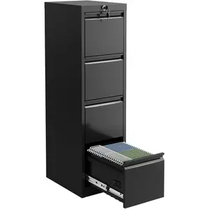 Garvee 4-drawer filing cabinet with lock, File Storage Cabinet, Vertical Metal Office or Home Filing Cabinet Vertical A4 Legal/Letter Size