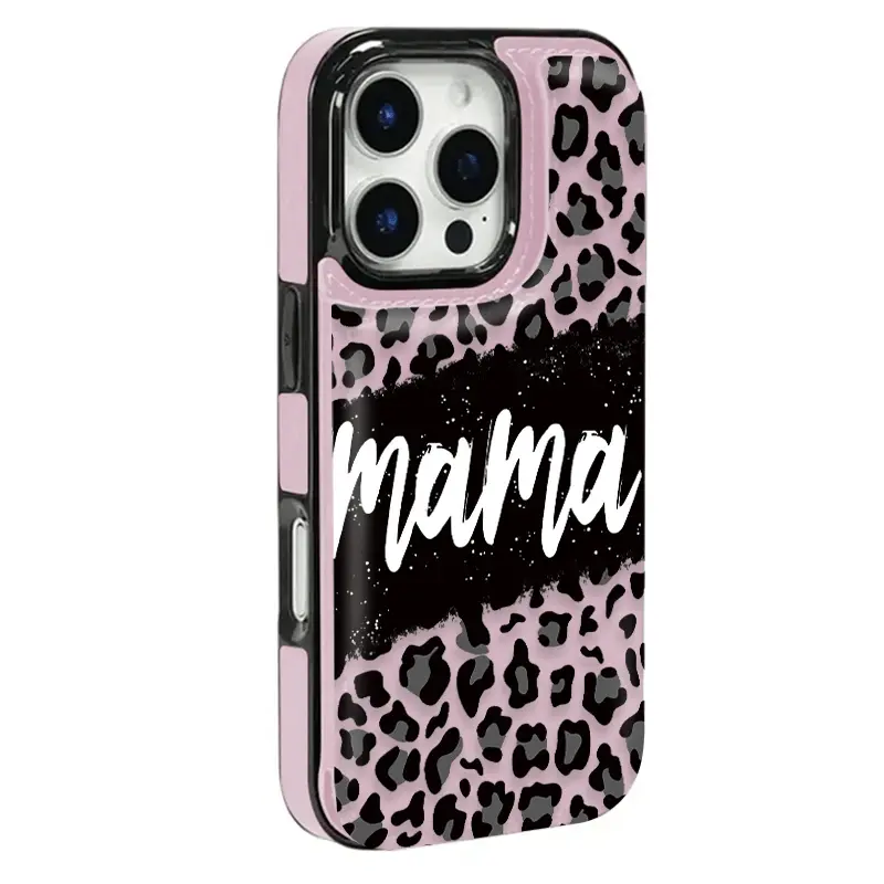 Leopard Print TPU Protective Smartphone Casing for Moms, 1-Piece Multi-Functional Handheld Devices Accessory with Card Slots, Christmas-Themed Cover Compatible with iPhone 17/16/15/14/13/12 Series by Summerwins
