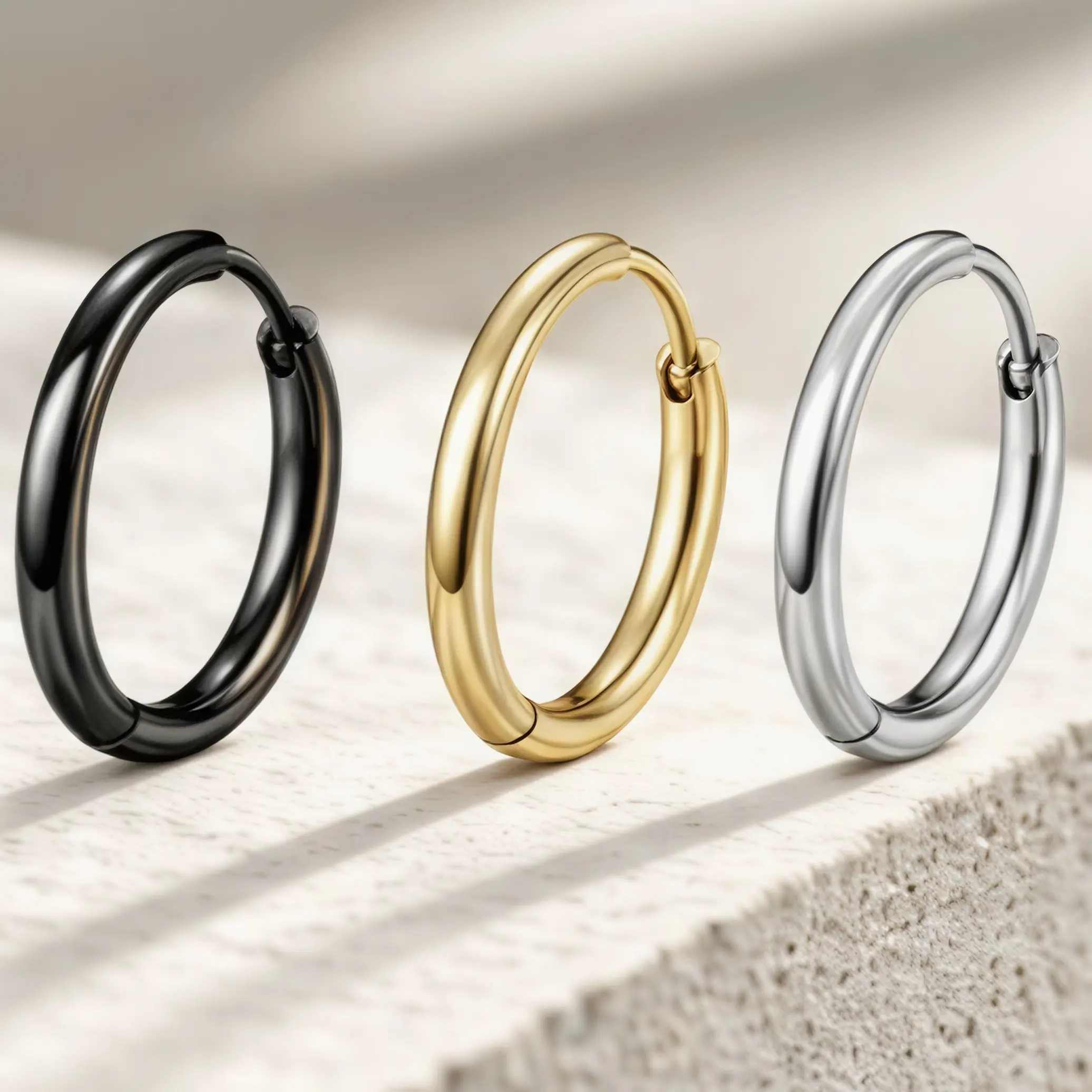 4 Pairs Stainless Steel Hoop Earrings Set for Men Women, 316L Surgical Steel Hypoallergenic Small Hoop Earrings 8mm 10mm 12mm 14mm, Lightweight Cartilage Huggie Earrings Silver