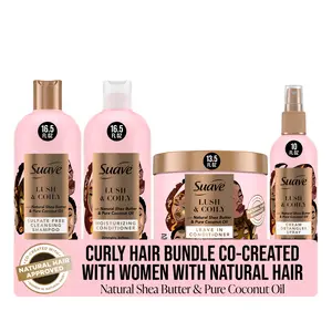 Suave Lush & Coily Curly Hair Care System Cleansing Coconut Conditioner Haircare