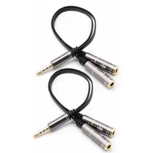2Counts/Set Universal 3.5mm Audio Y Splitter Cable 1 Male to 2 Female High Speed for Sharing Music on Computer Laptop Smartphone Tablet Microphone Headphones Universal Aux Adapter