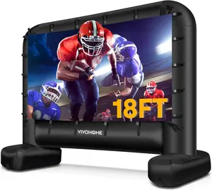 VIVOHOME Inflatable Projector Screen for Outside, Blow Up Movie Screen Outdoor Use, Mega Large TV Screen with Carry Bag for Backyard, Tube Leg Support