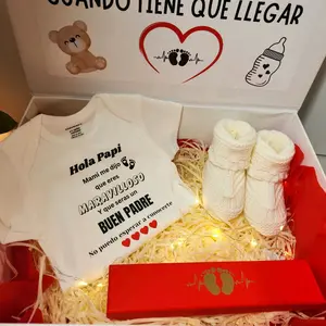 Sorpresa de Embarazo - Pregnancy Sorprise Gift Box with T-Shirt, Heart-Shaped Accessories, and Teddy Bear