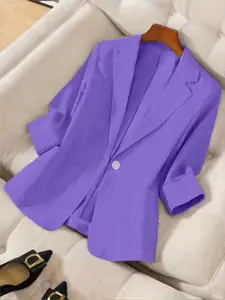 A women's solid color lightweight elegant high-end three-quarter sleeve blazer, suitable for spring and summer, ideal for commuting and daily wear.