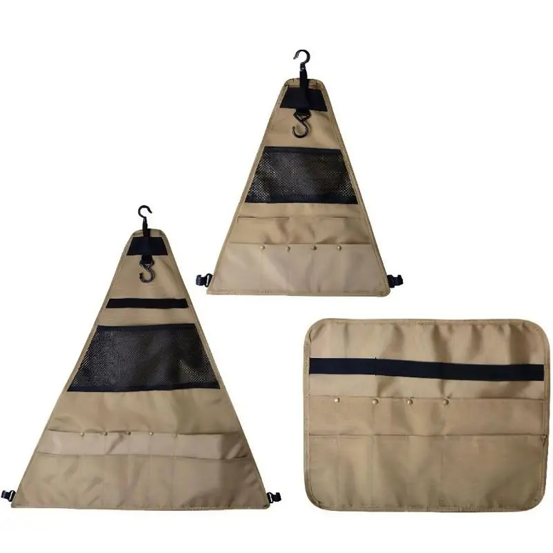 Camping utensil storage bag, knife roll kitchenware set canvas storage bag, portable hanging picnic utensil storage bag, lightweight and hygienic, suitable for outdoor barbecue activities