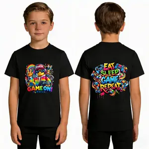 100% Cotton Roblox Rainbow Boy Double-Sided Print T-Shirt, Watercolor Roblox Character Shirt for Boys, Gaming Design Tee,Machine Washable All-seasons Comfort Fit,Comfortable & Breathable Material