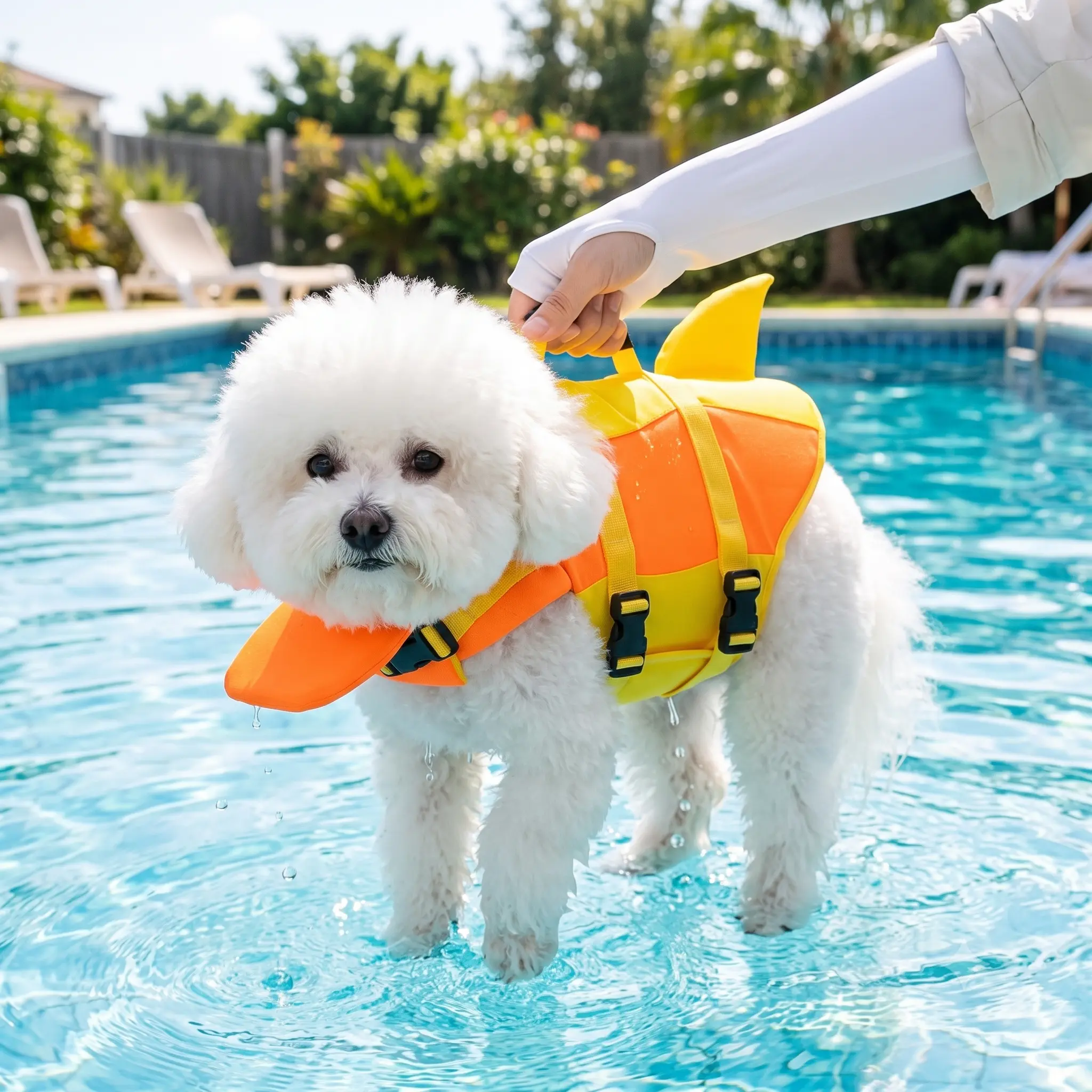 Dog Life Jacket - Adjustable Pet Swim Vest with Tail Design Grab Handle, Flotation Safety Rescue Vest for Pool, Surf Use