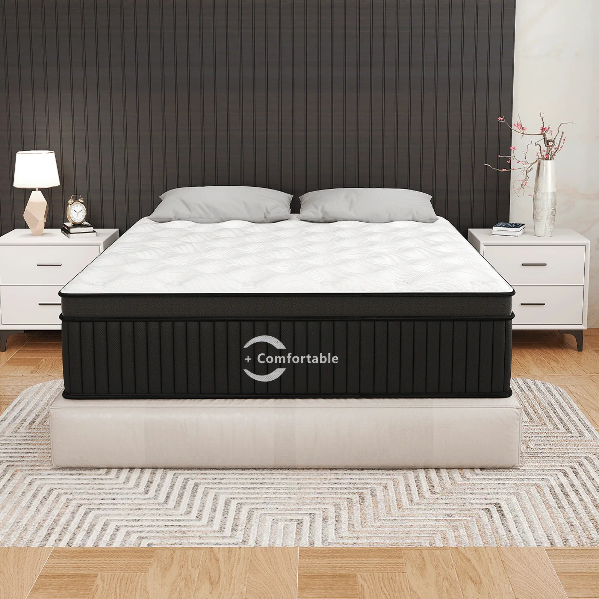 【summergarden】 Mattress with Lumbar Support,Queen Size Mattress Full Size Mattress - Medium Firm Hybrid for Couples & Motion Isolation,Memory Foam Hybrid Mattress with Individually Pocketed,Glass fiber material promotes restful sleep & keeps you cool.