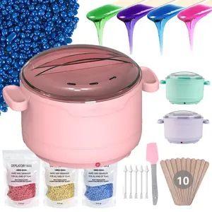 Silicone Wax Warmer For Hair Removal, Compact Portable Electric Wax Heater Machine With 3 Pack Wax Beads & 10 Sticks,For Soft and Hard Wax Beads Fast Heating, Home Gentle Waxing For  Eyebrows, Legs,Brazilian Full Body at Home Waxing Kit