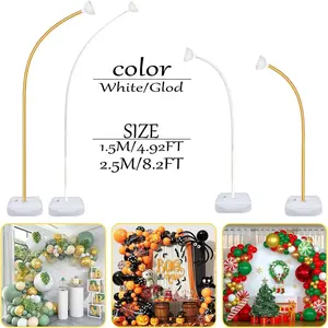 2.5m/1.5m Balloon Arch Kit, Freeform Bendable Balloon Column Stand, Half-Arch Balloon Frame with Base, Wedding Graduation Birthday Party Decor ( & Gold)