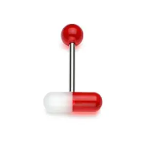 Red UV Pill Tongue Ring