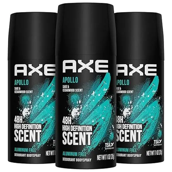 AXE Deodorant, Body Spray, 3-Pack, Apollo, Excite, Dark Temptation, Black, Musk, Ice Chill – 48H High-Definition Scent & Odor Protection, Sage & Cedarwood, Aluminum-Free, 150ML, Pick your scent for pack of 3, Fragrances, Body Care, Gifts For Him, Mens Gif