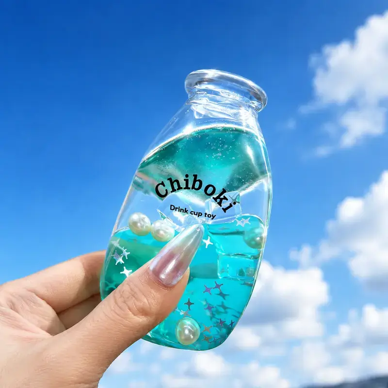 Floating Layered Liquid Sequin Soda Pressure Bottle - Unisex Fidget Stress Relief Toy, Soft Squeeze, Smooth & Soft Skin Touch, Transparent Color Options, Whimsical Oddities Holiday Small Gift