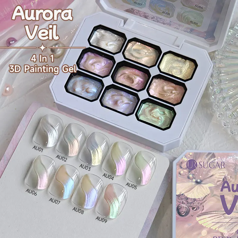Multi-functional Nail Gel｜Aurora  Magic Mirror Powder Effect Two-in-One  Essential for European and American Nail Artists  Ins Style 3D Textured Nails Nail Polish