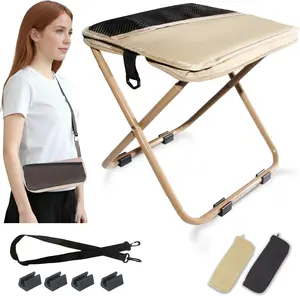 Camping Stool Portable Chair: All-Terrain Folding Carrying Pocket Stool, 4 Anti-Sink Feet, 270Lbs Capacity & 3s Setup. 5000 Cycle Tested for Rugged Sites, Camping, Fishing, Travel