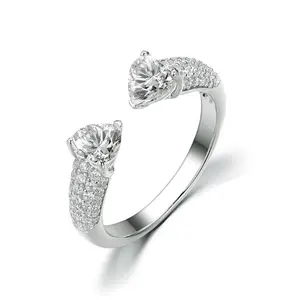 [TW] "Love Embrace"  0.5*2 Carats Ring 925 Sterling Silver Synthetic Moissanite Ring (JR8870)