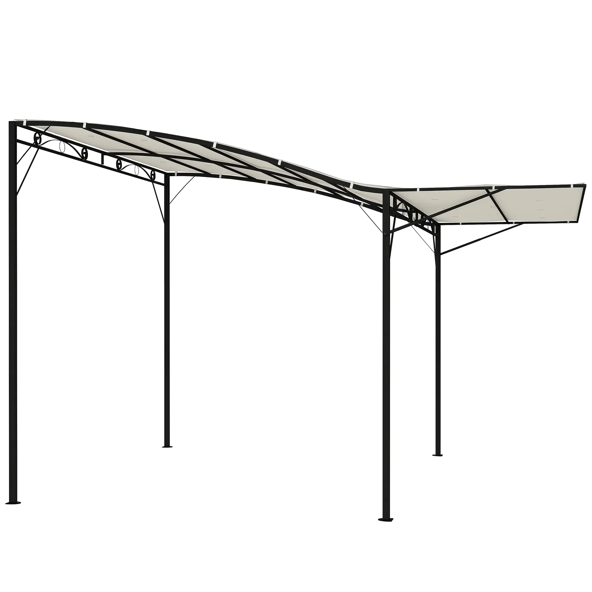 10'x8' Outdoor Cream White Scrolling Wave Print Pergola Gazebo - Steel Frame, Adjustable UV-Protective Gazebo Cover with 19 Drainage Holes, 8 Support Stakes, Doors Compatible, Setup Required for Backyard Decks