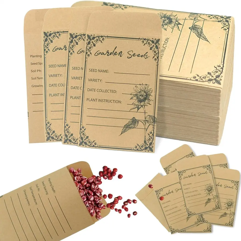 Self-Adhesive Sealed Seed Storage Envelopes, Paper Envelope, Self Sealing Envelopes, 50/100pcs Small Envelopes for Vegetable Plant Garden Seeds, Durable & Secure Packaging