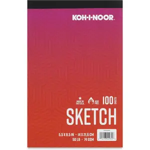 5.5" x 8.5" Sketch Paper Pad, 50 lb. / 74 GSM, Tape-Bound, 100 Sheets/Pad, 1 Each
