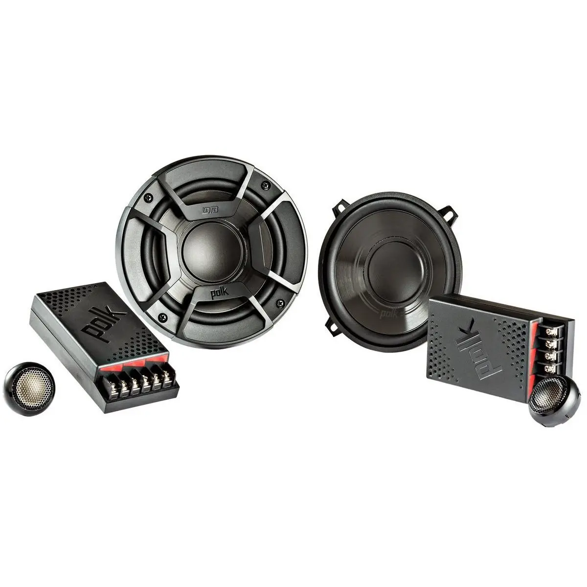 Polk Audio DB5252 DB+ Series Car Audio Stereo Speakers - 5.25" 2-Way 4-Ohm Component Speaker System, 300W Peak Power, 50-23kHz Frequency Response, Polypropylene Woofer Cone, 3/4" Silk Dome Tweeter, Laser Imaging, Salt-Fog Resistant for Car, Motorcycle, Bo