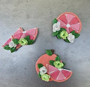 Cute Handmade Grapefruit Magnets  Whimsical Kitchen Accessories!  Bright & Cheery Lemon Magnet Set, Perfect for Kitchen Decor!  Citrus Delight!