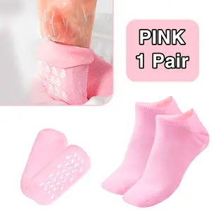 Moisturizing Gel Socks Feet Care Gel Spa Foot Moisturizer Silicone Non Slip Heel Socks for Dry Cracked Feet Overnight Lotion for Women Men Softening Rough Skin Hydrate Moisture Hydrating