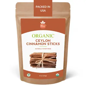 SPICY ORGANIC Ceylon Cinnamon Sticks 8 oz – True Cinnamon Quills from Sri Lanka, 3.5" Premium Ceylon Cinnamon, USDA Certified Organic, Perfect for Recipes, Crafts & Holiday Drinks – Cinnamomum Verum