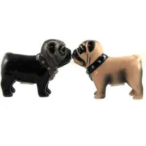 Puppy Little Love Pugs Ceramic Magnetic Salt and Pepper Shakers
