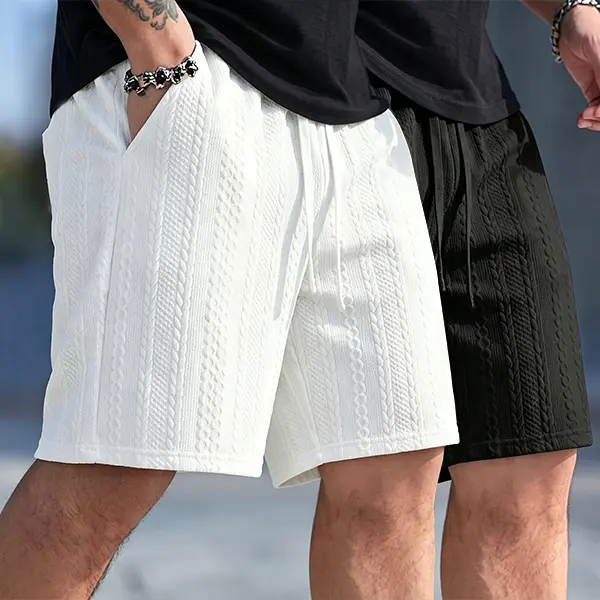 Texture knitted men's shorts, suitable for men's fashionable summer casual shorts, breathable street wear suitable for daily wear