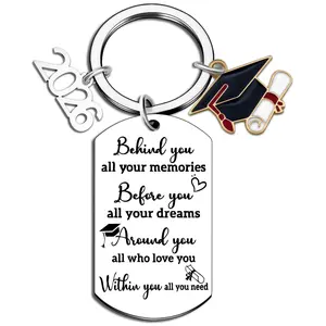 Class of 2026 Graduation Keychain for Her Him, Stainless Steel Graduation Gifts for College High School Senior Masters Student, 2026 Souvenir Keychain with Grad Cap & Diploma