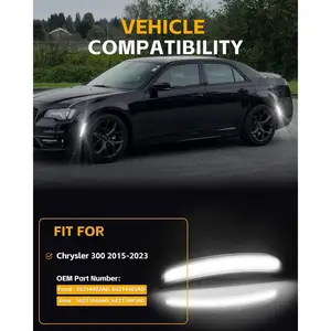 LED Car Lights for Chrysler 300 (2015-2024), IP67 Waterproof Full LED Strip Side Marker Kit, Smoked/Clear Lens, Front Rear Bumper Fender Sidemarker Lamps, OEM Fit Plug-In Kit, White Replacement