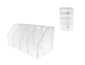 FixtureDisplays® Clear Acrylic Candy Bin Partitioned Dry Food Display Spices Container Retail Donut Cookie Bin Ships Knock Down 4 Tier Shelf Display 100826-NEW-NF