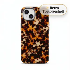 Aesthetic Retro Tortoiseshell iPhone Case for iPhone 17 Pro Max 16 15, Luxury Matte Glossy Dual Texture Shockproof Protective Cover, Trendy Vintage Phone Case