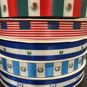 6/8" FLAGS Satin Ribbon - 100-Yard Roll