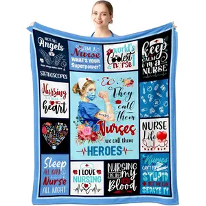 Nurse Gifts for Women, Nurses Blanket 60”x50”, Christmas Appreciation Gifts, Cool Graduation Gifts for Nursing Student, RN Gifts for New Nurses Practitioner, Nurse Birthday Retirement Gift Ideaa