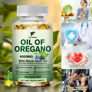Oregano Oil Softgels with Black Seed Oil, Promotes Digestion and Intestinal Health, Antioxidant, Enhances Immune, Vitality and Energy, 120 Capsules, Supports Overall Health