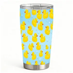 20oz Cute Yellow Rubber Ducks With Bubbles Stainless Steel Tumbler， Tumbler with Lid Double Wall Vacuum Insulated Travel Mug