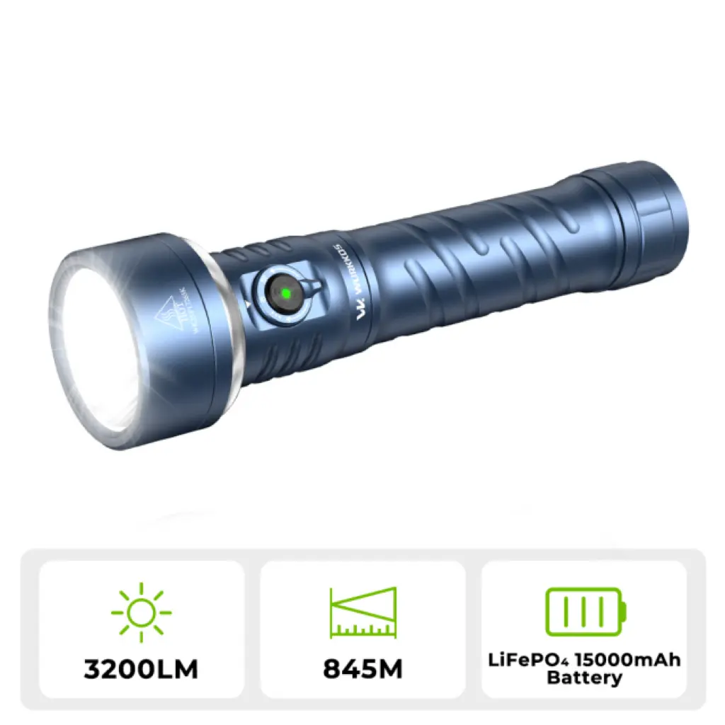 Wurkkos TS27 Bidirectional LED Flashlight - 3200LM Spotlight (845M Range), RGB Side-Light with Adjustable Color Temp, 15000mAh Power Bank, IP68 Rated, Charging & Reverse Charging, 2.8V-3.6V for Outdoor Camping, Led Lights, Rgb Light