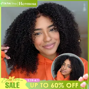 4C Kinky Edge Hairline Afro Kinky Curly Wigs Pre Cut 8x5 HD Lace Human Hair Glueless Wig Pre Bleached 4C Hairline Looks Like It Grows Out of Your Scalp ##TikTokShopBlackFriday