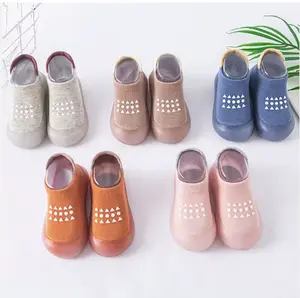 Kid's Anti-Slip Rubber Sole Cotton Knitted Sock Shoes for Comfortable Walking Safety & Breathability Ideal for Daily Activities