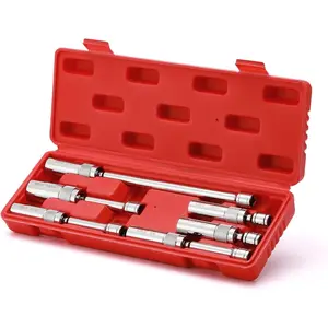 6PCS 3/8" Drive Magnetic Swivel Spark Plug Socket Set, 12 Point, CR-V, Extension Sockets, Includes 9/16-inch, 5/8-inch, 13/16-inch, 14mm Sockets