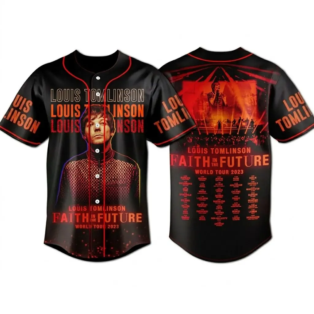 Louis Tomlinson Shirt Button Up Baseball Jersey Retro 90s Bootleg Style Merch XY050602