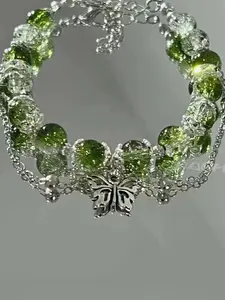 Chinese Style Butterfly Beaded Bracelet, Cute and Fashionable Women's Accessory, Creative Jewelry Gift Idea