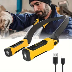 Versatile Rechargeable Led Neck Light - 2 Brightness Levels, Bendable Arms, 500mah Battery & Usb Charging, Downlighting for Reading, Camping, Repair Work - Ideal for Students, Diyers, Professionals